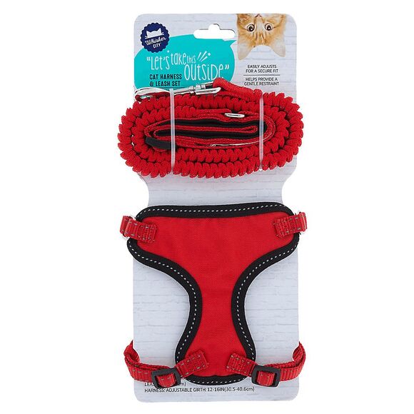 Whisker City Medium Red Cat Harness Leash Set Adjustable‎ Combo - Picture 2 of 3